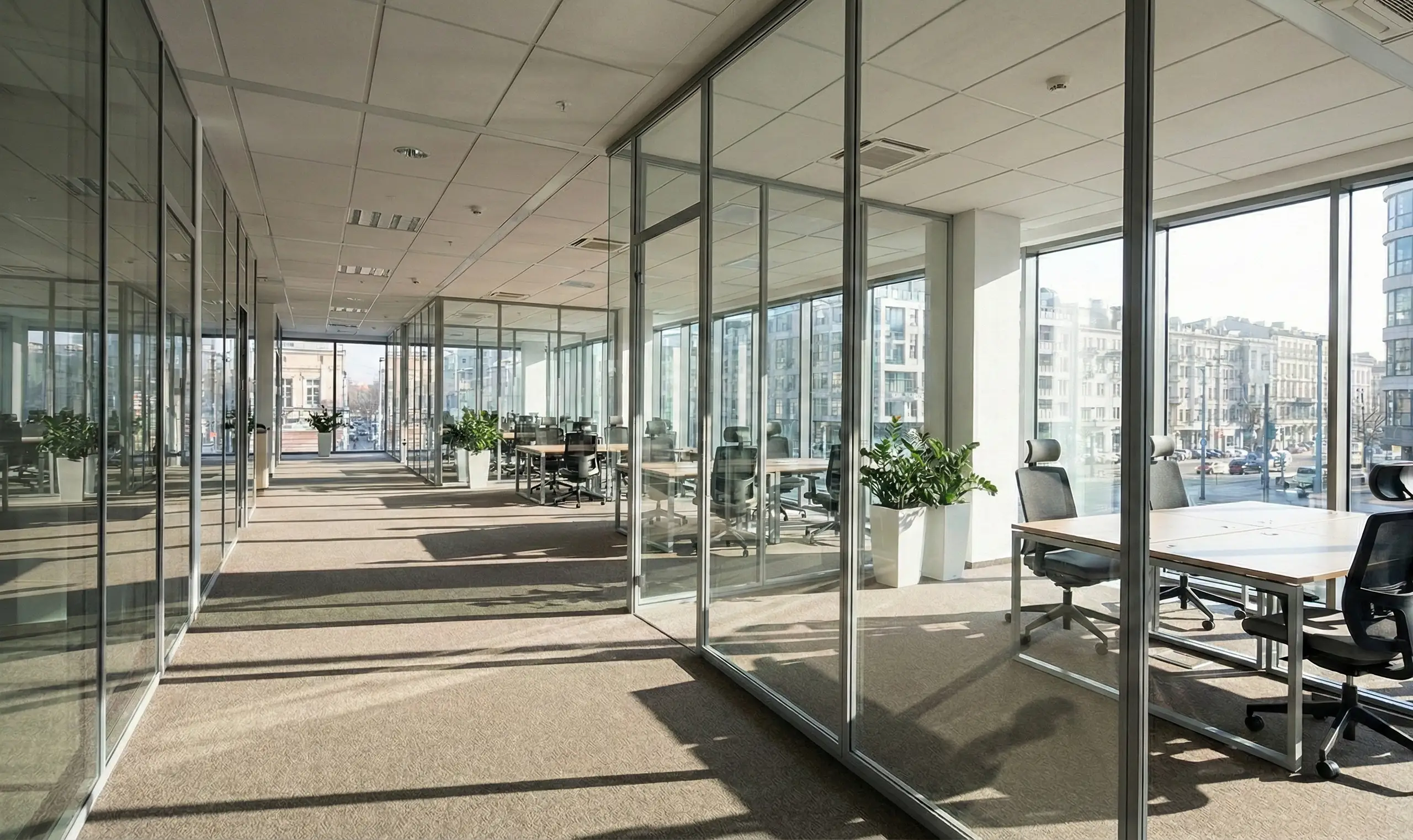 Szklane ścianki działowe Łódź - open space