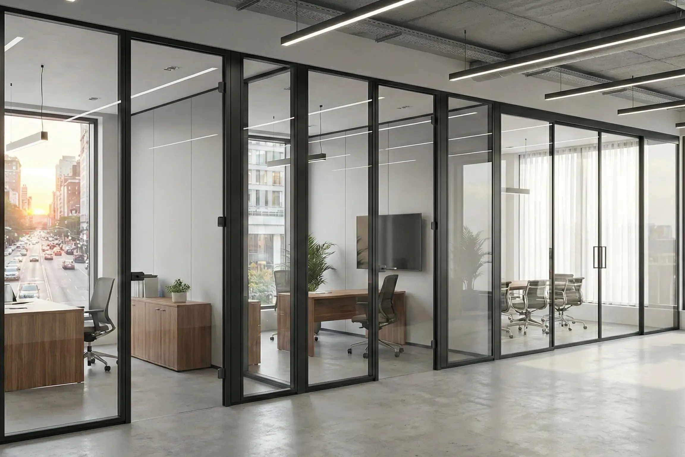 Szklane ścianki działowe Łódź - kancelaria