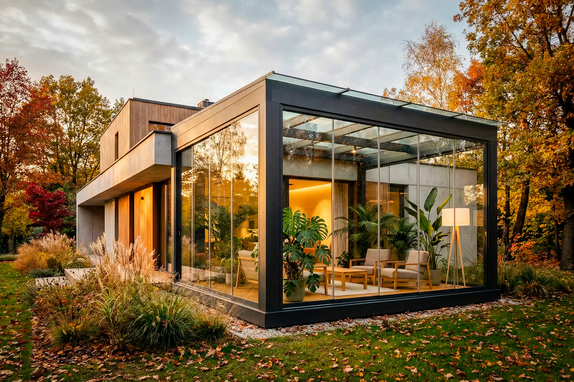 ogród zimowy jesień Łódź